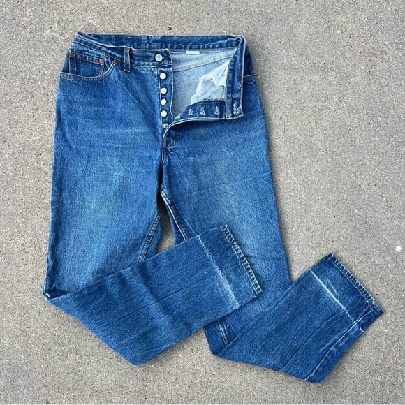 Vintage 80s Ladies Levi’s 501 6-button fly straight original jeans size 15 - Picture 1 of 12